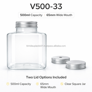ขวดแก้วใสทรงเหลี่ยมขนาด 500 มล. รุ่น V500-33 พร้อมฝาอลูมิเนียม สำหรับเครื่องดื่ม ซอส และอื่นๆ ขายส่ง - Product Image 4