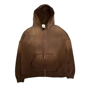 Ensemble de survêtement unisexe marron à capuche avec fermeture éclair intégrale, sweat-shirt et pantalon de jogging, couleur unie, coupe décontractée, en coton, pour l'automne - Product Image 2