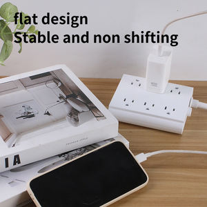 Soket AC 9 in 1 Strip daya, Strip daya kubus dengan saklar papan soket daya AC dengan USB 6 arah soket 2 Tipe C dan pengisian daya Cepat port USB - Product Image 6