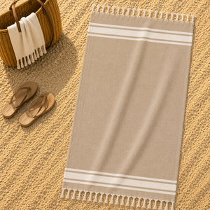Serviette de plage Fouta de luxe, douce, super absorbante, séchage rapide, rayée, légère, en fil teint, serviette turque pour fournisseur en gros. - Product Image 1