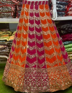 Lehenga Blouse with Dupatta Sequins Zari Embroidery Stone Work Faux Georgette Indian Wedding Bridal Party Wear Festive <b>Dress</b> Set - Product Image 5