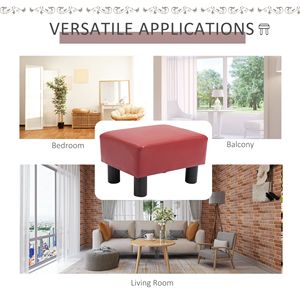 Poggiapiedi Rettangolare Moderno in Ecopelle con Seduta in Schiuma Rossa per Soggiorno - Product Image 5