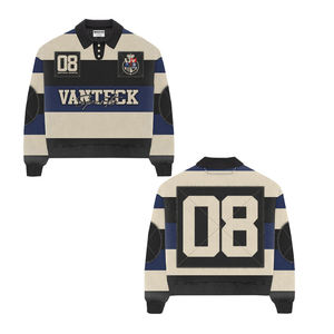 Camisetas de Fútbol Bordadas Vintage Personalizadas, Camiseta Polo de Felpa Francesa, Camiseta Térmica de Manga Larga con Estampado de Rayas - Product Image 6