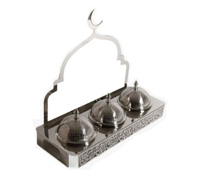 Bandeja de Metal de Lujo para Condimentos con Tapa de Cúpula, Bandeja Decorativa de Alta Gama para Servir en Eventos Árabes, Majlis, Islámicos, Ramadán, Eid, Bodas y Fiestas - Product Image 3