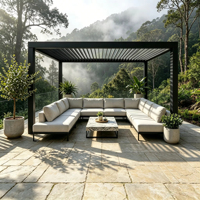 Pérgola Motorizada de Aluminio para Exteriores, Techo Bioclimático con Rejillas, Gazebo Eléctrico Impermeable para Jardín, Patio y Terraza