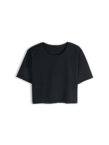 เสื้อครอปทรงบ็อกซี่โอเวอร์ไซส์สำหรับผู้หญิง สกรีนโลโก้ได้ สีดำ เสื้อยืดครอปขายส่ง ผ้าฝ้าย 100% สตรีทแวร์ แฟชั่นลำลอง - Product Image 4