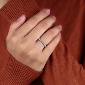 Round Lab Grown <b>Diamond</b> Half Eternity Wedding Band Pave Set <b>Diamond</b> <b>Ring</b> 14K 18K Gold Stackable Anniversary <b>Ring</b> Wholesale - Product Image 5