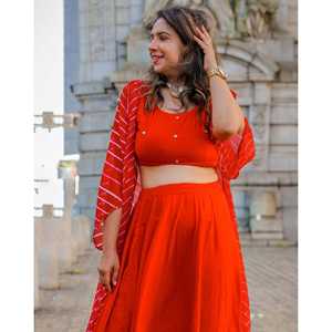 Conjunto de Falda de Gasa Roja Escarlata Transpirable para Mujer, Talla XS - Product Image 5