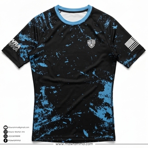 Rashguard à manches courtes personnalisé avec logo OEM, extensible dans les 4 sens, pour BJJ, MMA, sports de combat, couche de compression, haut de gamme - Product Image 3