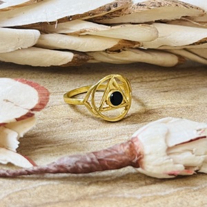 2026 Fashionable Geometric Black Onyx <b>Ring</b> 18K Gold Plated Brass Tringale Boho <b>Statement</b> <b>Ring</b> Classic Wholesale Unisex <b>Ring</b> - Product Image 5