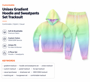 Unisex Loose Gradient Hoodie <b>Set</b> 2 Piece Tracksuit Jogger Sweatpants Casual Sweatshirt Outfit Autumn <b>Tie</b> <b>Dye</b> Breathable Fleece - Product Image 1