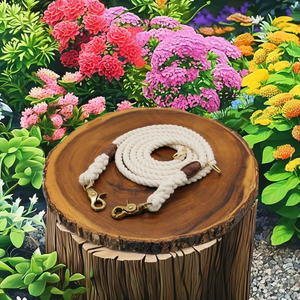 Correa de perro de cuerda de algodón blanco trenzado suave respetuoso con el medio ambiente correa de paseo de boda para dueños de mascotas correa de perro - Product Image 1