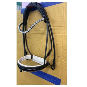 บังเหียนม้าหนังแท้คุณภาพดี นุ่มสบาย ออกแบบตามหลักกายวิภาค พร้อมคริสตัลประดับรูปตัวยูแบบ HotFix อุปกรณ์สำหรับม้า - Product Image 5