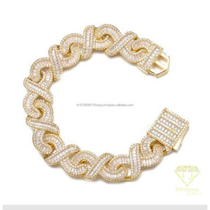 Premium Statement <b>Bracelet</b> with Unique <b>Infinity</b> Link Construction and Fully Flooded Baguette Stone Setting - Product Image 2