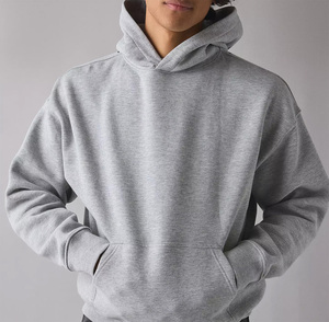 Sweat-shirts et sweats à capuche pour hommes, 100% coton, molleton épais, qualité luxe, poids lourd, coupe classique, avec poche, écologiques, pour l'hiver - Product Image 1