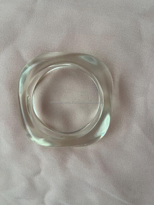 Elegante brazalete de resina con efecto de mármol amarillo pulsera acrílica gruesa hecha a mano joyería de moda de gran tamaño para mujeres y niñas - Product Image 4