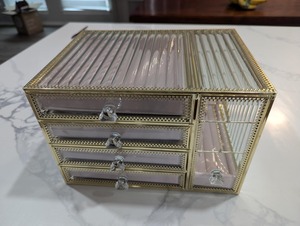 Organisateur de bijoux élégant en verre, boîte de rangement décorative, boîte à bijoux en verre avec couvercle à charnière, organisateur haut de gamme - Product Image 3