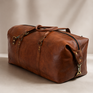 Vintage Brown Leather Duffel Bag Travel Weekender Gym Overnight <b>Luggage</b> Carry Bag with Handles for Men Women - Product Image 2