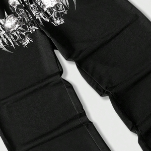 Up Felt Custom Skull Print Wide Leg Sweatpants Heavyweight 100% Cotton Fleece Sweatpants For Unisex - Product Image 5