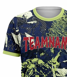 T-shirt de sport pour homme Corex, imprimé par sublimation, manches courtes, col rond, séchage rapide, coupe classique, motif bleu-vert - Product Image 4