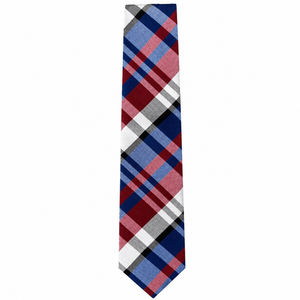 Corbata Premium a Cuadros Rojos y Azules |   Corbata de Diseño Tejida para Hombre, Formal, de Negocios, para Bodas y Fiestas |   Corbata de Hombre de Estilo Elegante para Regalo - Product Image 1