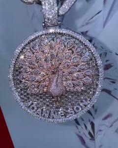 Bijoux de mode de luxe très demandés en argent 925, avec perles de culture d'eau de mer, moissanite taille brillant et breloques serties, style hip-hop, pour soirée - Product Image 3