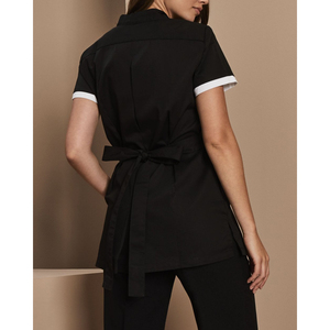 Tunique décontractée pour femme, haut de salon de beauté, chemise uniforme à manches courtes pour thérapeute de spa, chemisier de travail boutonné tissé pour coiffeuse et massothérapeute - Product Image 6