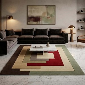 Contemporary Abstract Geometric Woolen Carpet Modern Hand Tufted Multicolor Area Rug Luxury Living Room Bedroom Floor Decoration - Product Image 2