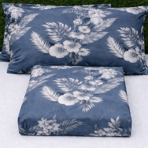 King Size Dark Blue Floral Bedsheet <b>Set</b> | Soft Cotton <b>Bedding</b> <b>Set</b> Pillow Covers Breathable & Lightweight Premium Bedroom Decor - Product Image 1