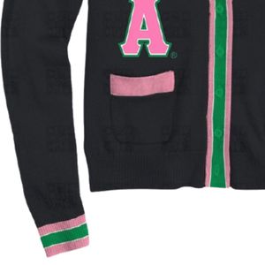 เสื้อคาร์ดิแกนไหมพรมสีดำชมพูเขียว แต่งตัวอักษรเชนิลล์ สไตล์วินเทจ ติดกระดุม แนววาร์ซิตี้ สำหรับผู้หญิง เสื้อคลุมลำลอง แฟชั่นทันสมัย - Product Image 6