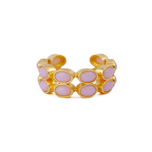 Pink <b>Opal</b> Gemstone Open Cuff Wide <b>Ring</b>-<b>Gold</b> Plated Multi Stone Statement Boho <b>Ring</b>-Handmade Artisan Jewelry Gift For GirlfriendR - Product Image 2