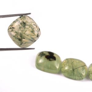 Prehnita Natural Rutilada Verde Cabujón Cojín 5.50MM Fondo Plano Gema Suelta Calidad AAA Lote al por Mayor para Fabricación de Joyas - Product Image 3