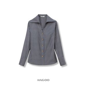 Chemise élégante pour femme à col pointu, col en tissu, rayée, en popeline de coton, manches longues, respirante, pour le bureau ou l'école A8088 - Product Image 6