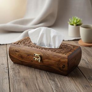 Boîte de rangement élégante en bois pour serviettes en papier, pour table à manger, cuisine, maison, hôtel et café - Product Image 1