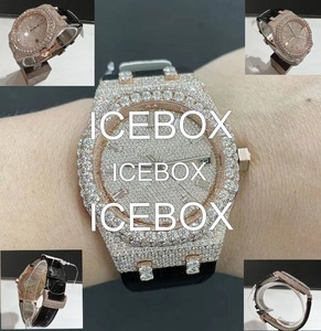 Reloj Digital Personalizado de Acero Inoxidable con Incrustaciones de Diamantes Moissanite VVS, Estilo Hip-Hop, Cierre de Pulsera, Resistente al Agua 10 Bar - Product Image 1