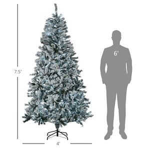 Albero di Natale Artificiale Preilluminato con 75 Luci LED Bianco Freddo, Rami Innevati, Apertura Automatica, Decorazioni Natalizie Verdi - Product Image 3