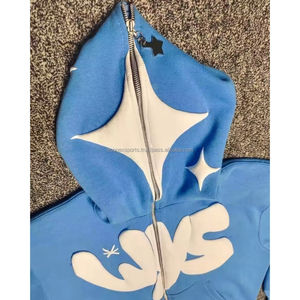 Sweat-shirts à capuche surdimensionnés pour hommes avec logo personnalisé 500 Gsm coton fermeture éclair complète pour impression bouffante 100% sweat à capuche pull Zipup lourd - Product Image 6