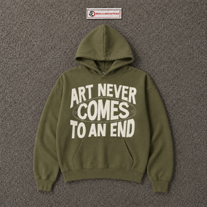 Sudadera con Capucha Oversize Olive, Diseño Gráfico Premium, Estilo Urbano, Unisex, Felpa Gruesa, con Tipografía en Crema Intenso - Product Image 5