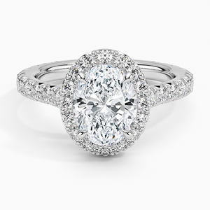 แหวน BOJ รุ่น 070 ทรงวงรี เงินแท้ 925 ประดับเพชร Estelle Halo Solitaire น้ำหนัก 2 กะรัต สี D ความสะอาด VVS1 มอยส์ซาไนต์ รับรองโดย GRA ราคาประหยัด - Product Image 1