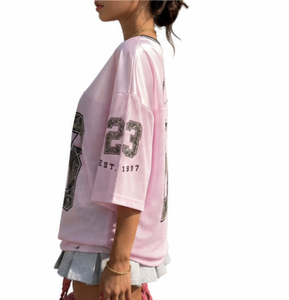 Pantalones cortos de licra transpirables rosas para mujer, personalizados con el nombre del equipo, para uso en cancha, 100% poliéster - Product Image 2