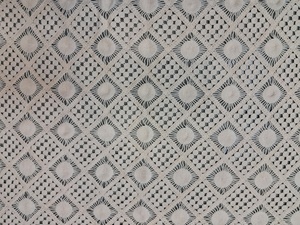 Wholesale Pure <b>White</b> Cotton Crochet <b>Lace</b> <b>Fabric</b> with Double-Sided Scalloped Borders, and Starburst Motifs for Designer Apparel - Product Image 4