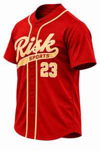 Camiseta de Béisbol Roja Personalizada RISK SPORTS 100% Poliéster con Botones al Frente, Manga Corta, Secado Rápido, Transpirable, Uniforme Deportivo de Softbol - Product Image 4