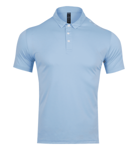 เสื้อโปโลผู้ชายแขนสั้นสีฟ้าอ่อน ผ้าถัก ทรงปกติ สีพื้น ดีไซน์กระดุม - Product Image 1