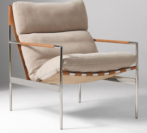 Fauteuil de salon moderne rembourré avec structure métallique, dossier solide, siège de détente, mobilier de maison, design mi-siècle - Product Image 2