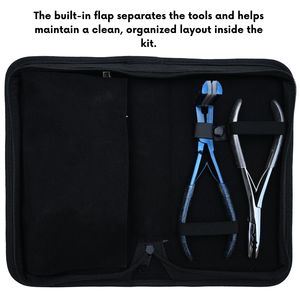 Kit d'outils professionnels pour extensions capillaires à usage en salon avec outil de sertissage à 2 trous, aiguilles courbées pour pose de bandes adhésives et boîte à perles - Product Image 5