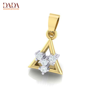 Collar con Colgante Triangular Geométrico Dorado, Joyería con Diamante de Corte Redondo, Joyería Fina Personalizada para Mujer - Product Image 3