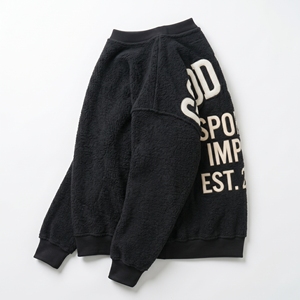 Sudadera de cuello redondo de forro polar Sherpa para hombre, con logo bordado personalizado, cálida y afelpada, estilo urbano - Product Image 3
