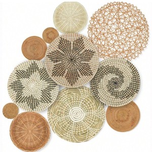 Wholesaler Woven Seagrass <b>Wall</b> Basket Natural Boho Wicker Rattan <b>Wall</b> Decor Plate Hanging Made in Vietnam - Product Image 6