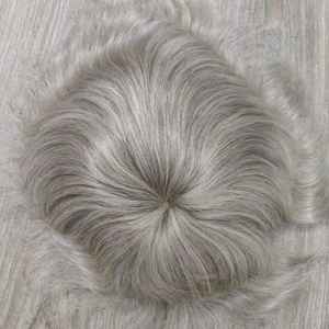 Toupee y Peluca de Cabello Humano Gris de Piel Fina, 100% Cabello Remy Indio, Rizado Kinky Yaki, Calidad Premium, Taz Hair Bangladesh, Trama Única - Product Image 1