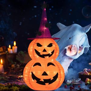 Halloween 3FT decorazioni di zucca pieghevoli 8 modalità illuminate Jack O Lantern zucche per giardino interno esterno luce di casa - Product Image 2